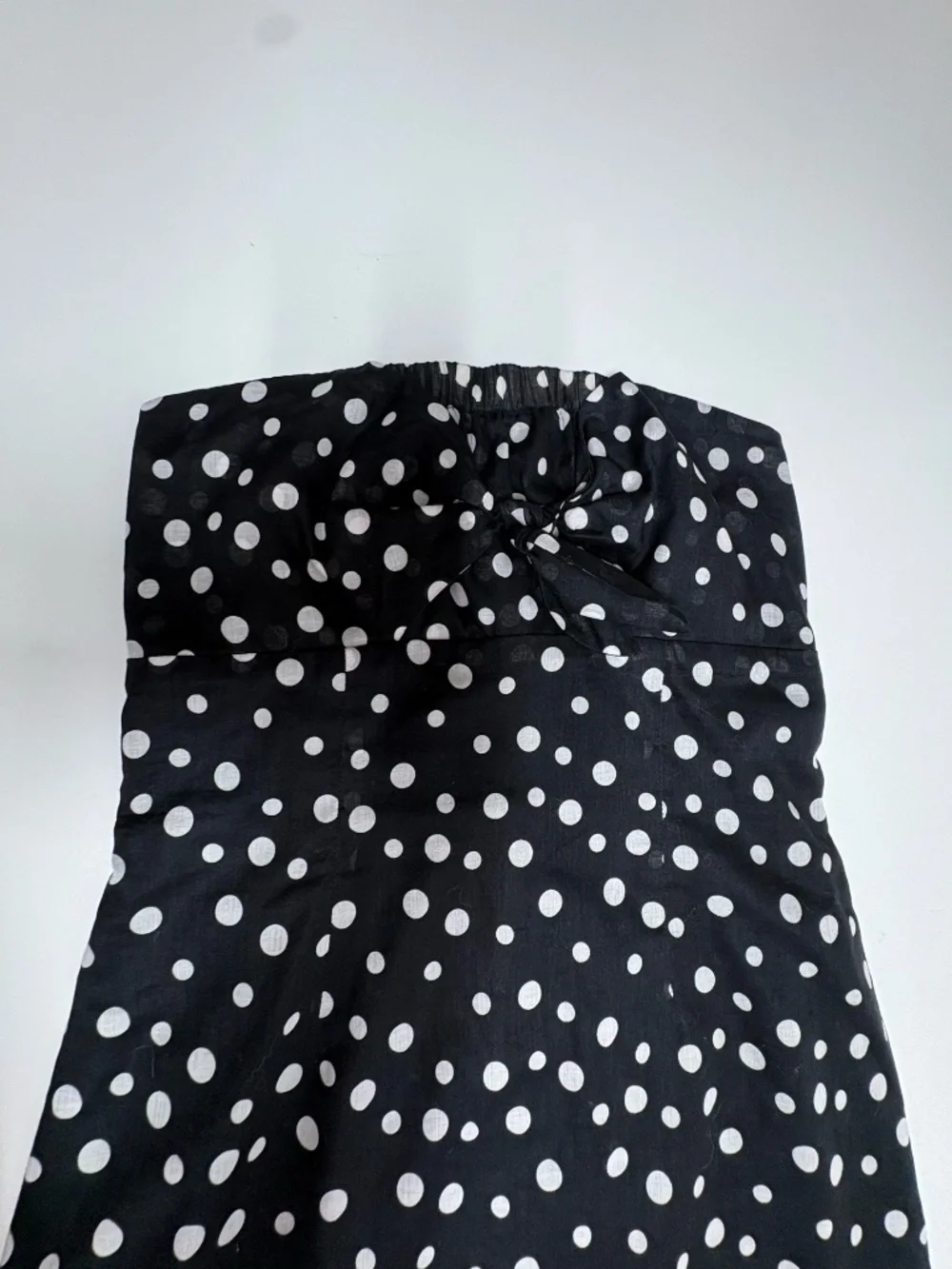 Jill Michelle Black Ad White Polka Dot Strapless Midi Dress - Size 8.
